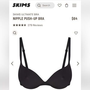 SKIMS nipple ultimate push up bra in onyx black 34d NWT